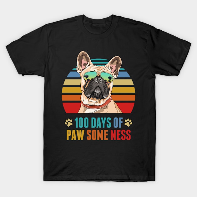 French Bulldog Dog 100 Days of School Funny T-Shirt by TheBeardComic